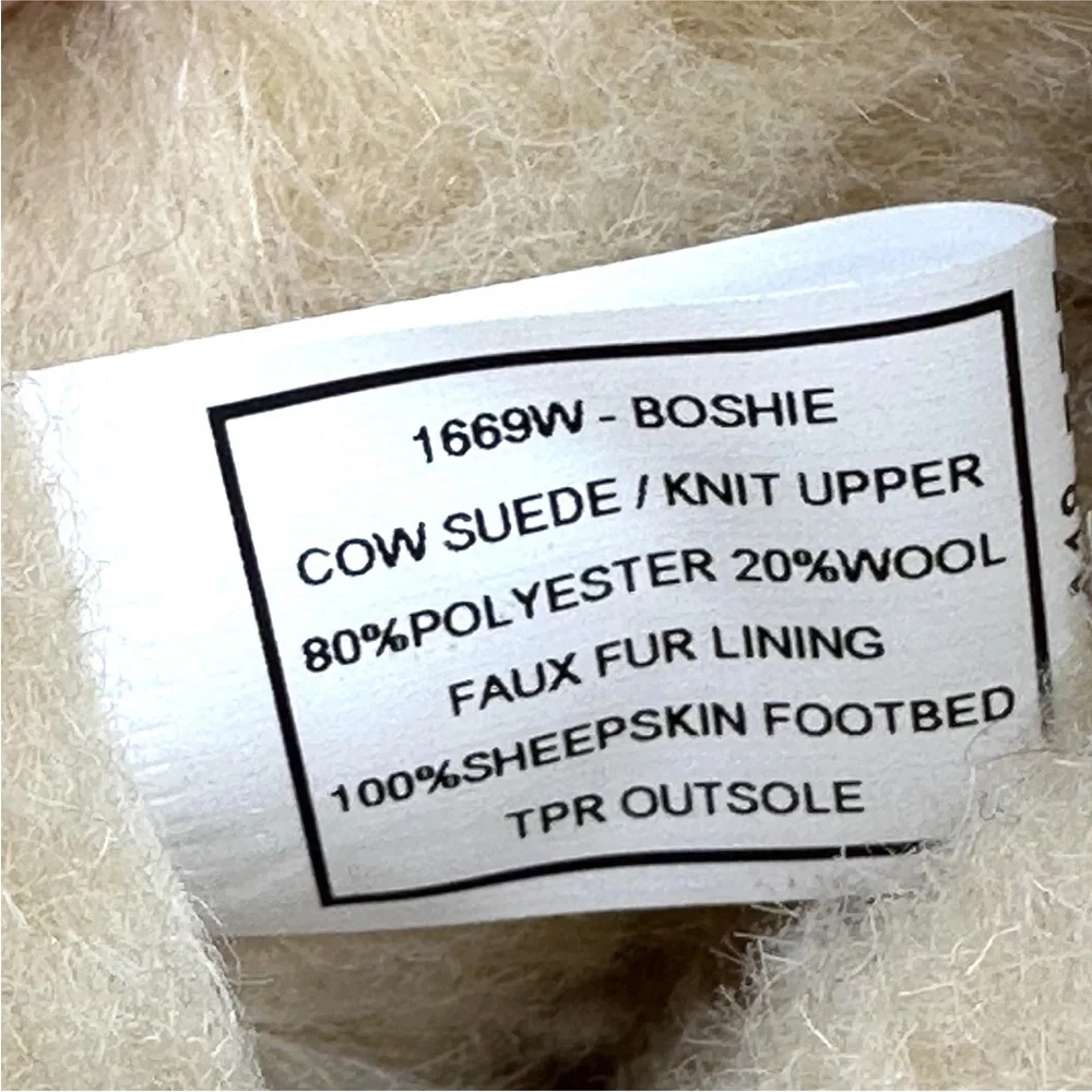 Bearpaw Boots Womens Size 6.5 Boshie Suede Knit Faux Fur Winter